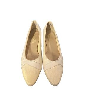Selby Shoes 8 Cream Kid Leather Pump Comfort Flex Low Block Heel